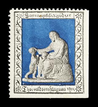 E2365 Islandsk julemærke med Thorvaldsens Kristus velsigner børnene