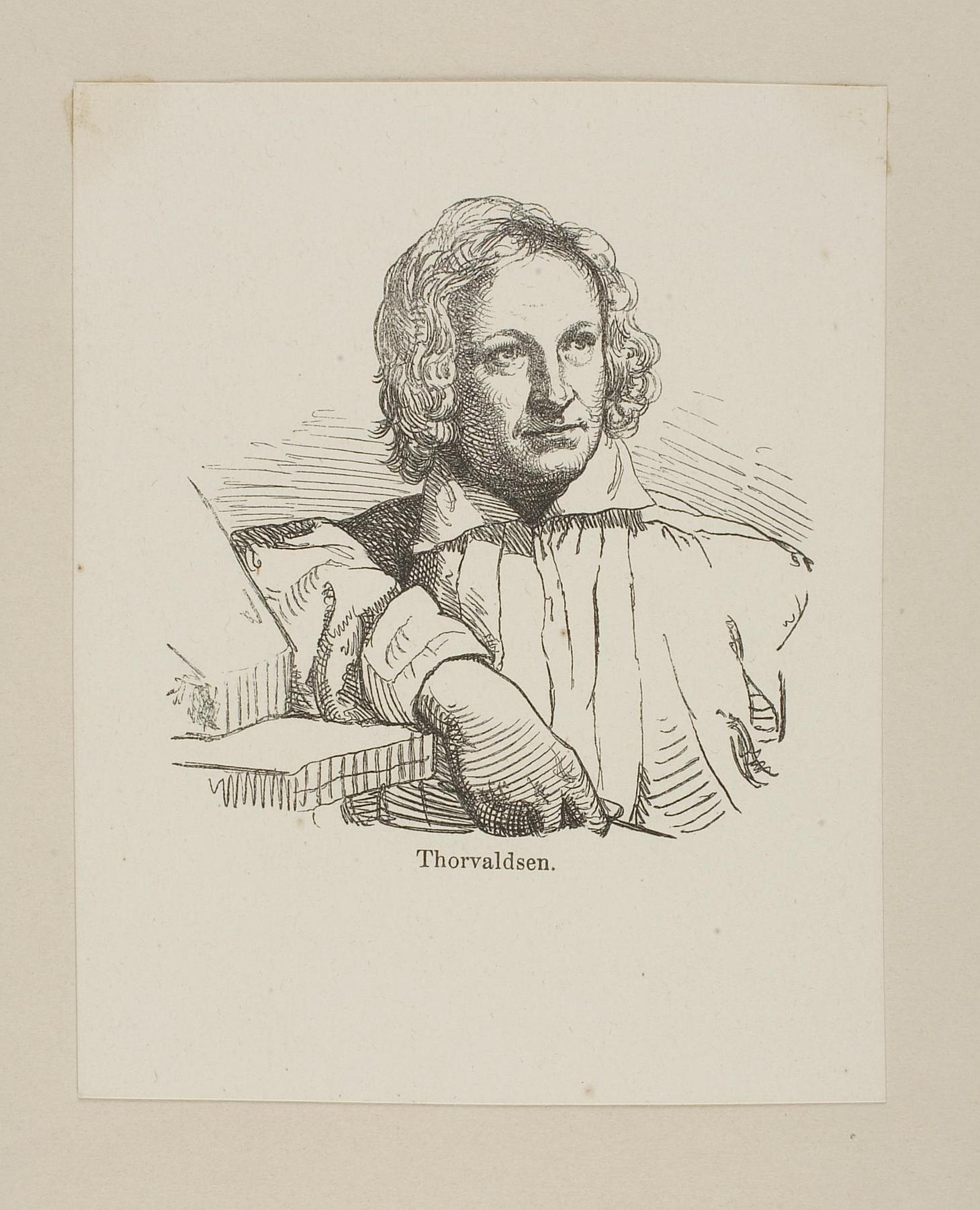 Portrait of Thorvaldsen modelling the bust of Vernet, E2103