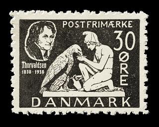 E2341,23 Prøvetryk af udkast til et dansk frimærke med Thorvaldsens Ganymedes med Jupiters ørn