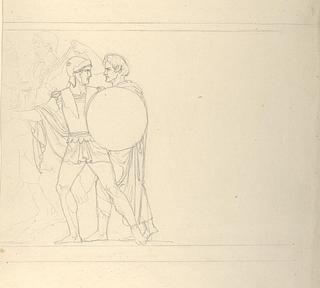 D1566 Ung græsk kriger viser Thorvaldsen Alexander den Stores indtog i Babylon