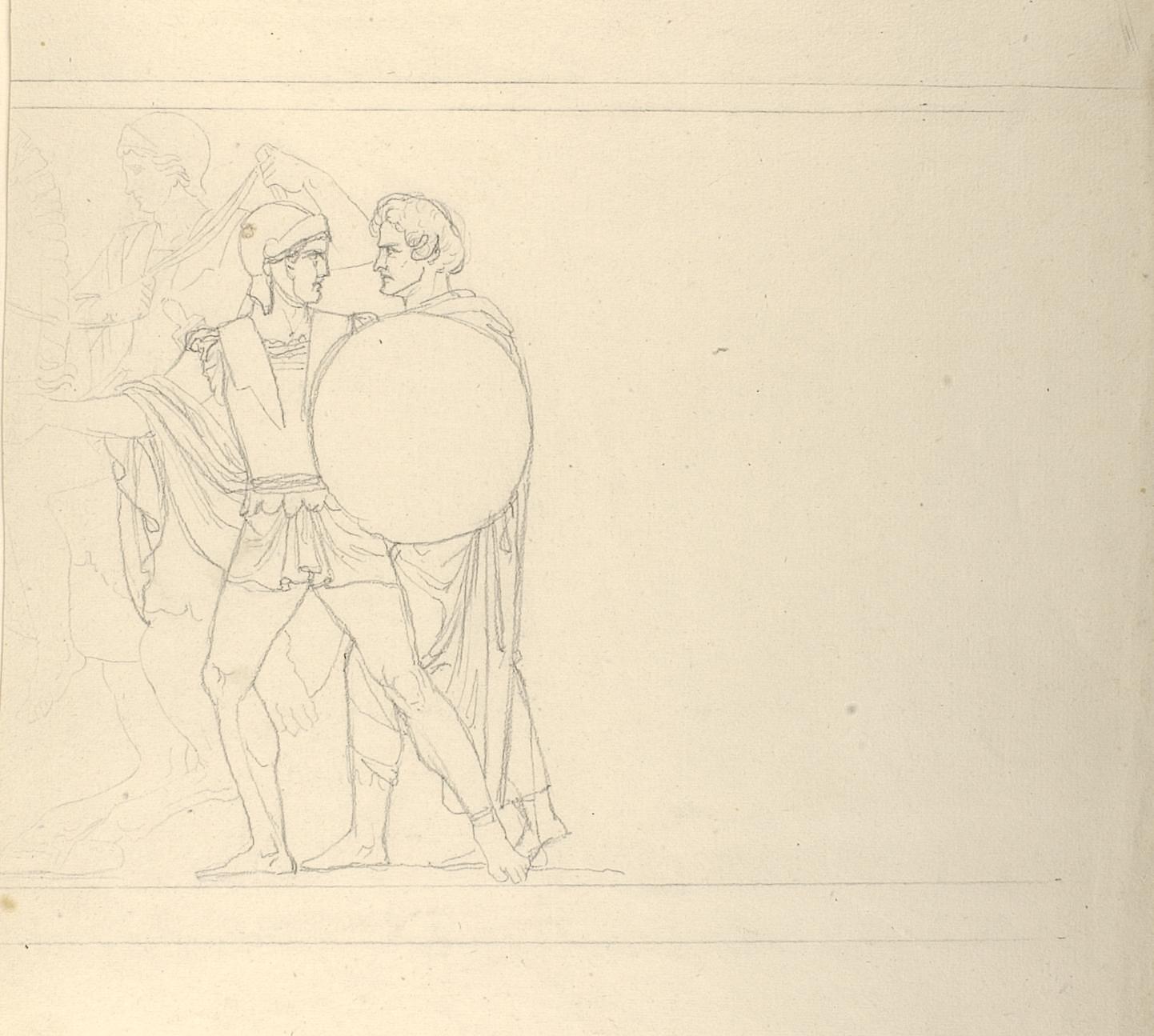 Ung græsk kriger viser Thorvaldsen Alexander den Stores indtog i Babylon, D1566