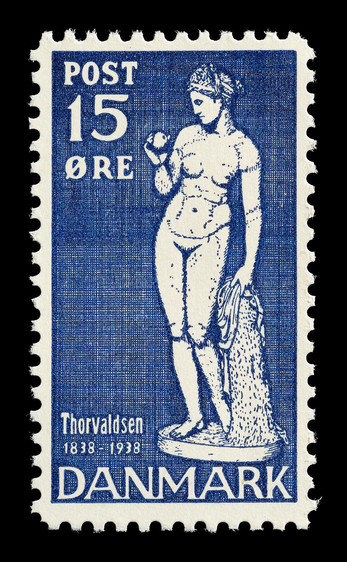 Prøvetryk af udkast til et dansk frimærke med Thorvaldsens Venus med æblet, E2341,21