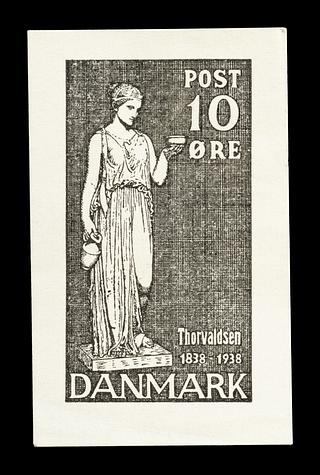 E2341,1 Prøvetryk af udkast til et dansk frimærke med Thorvaldsens Hebe