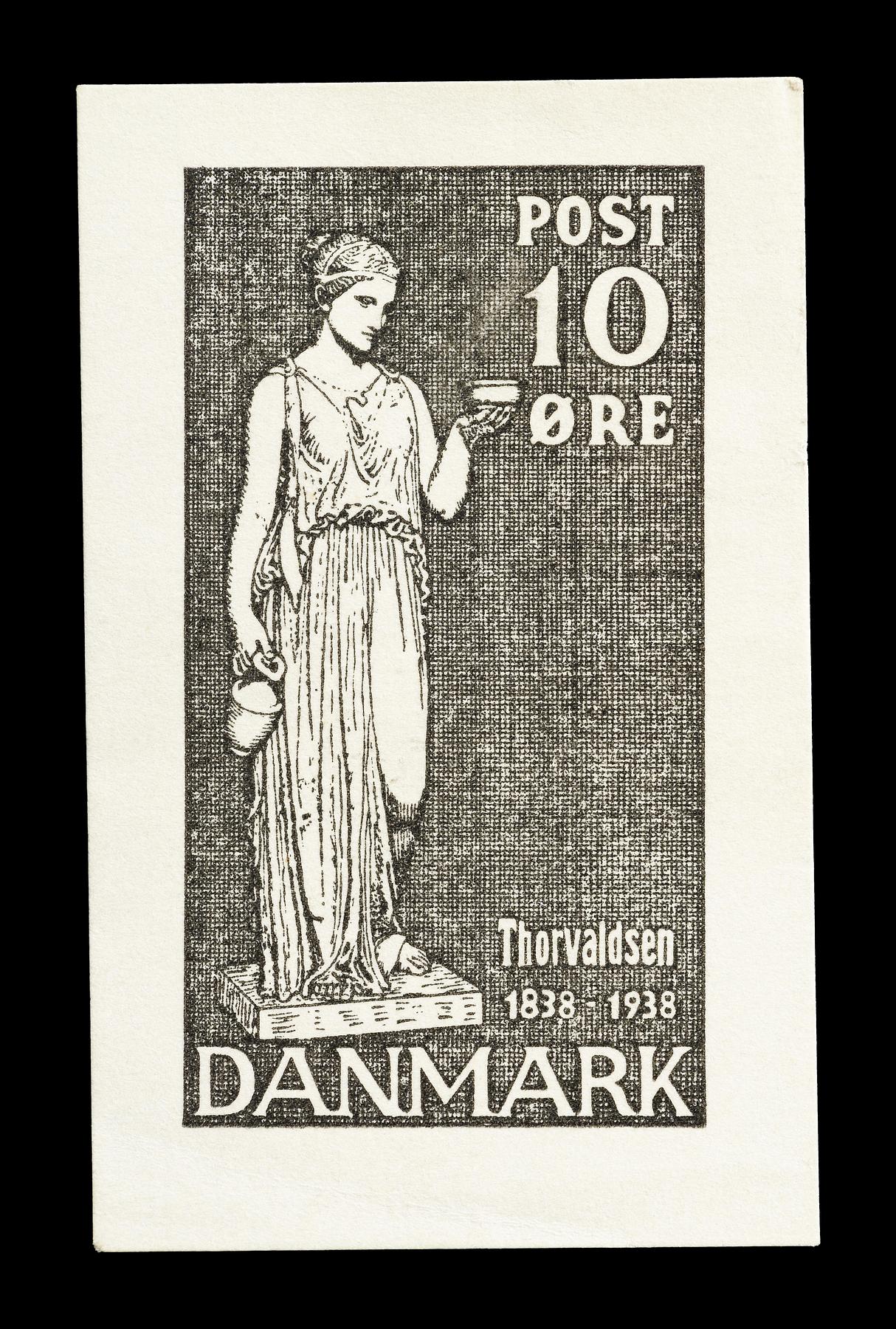 Prøvetryk af udkast til et dansk frimærke med Thorvaldsens Hebe, E2341,1