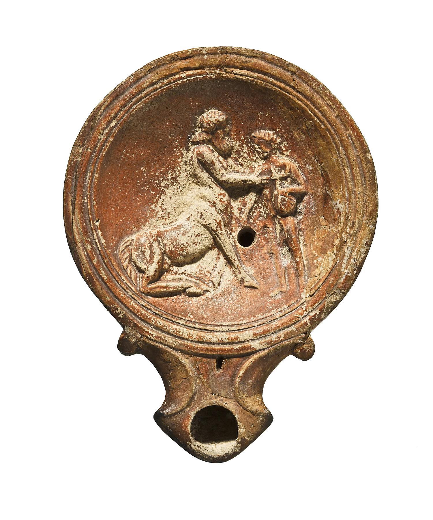 Lamp with Chiron the Centaur and Achilles, H1176