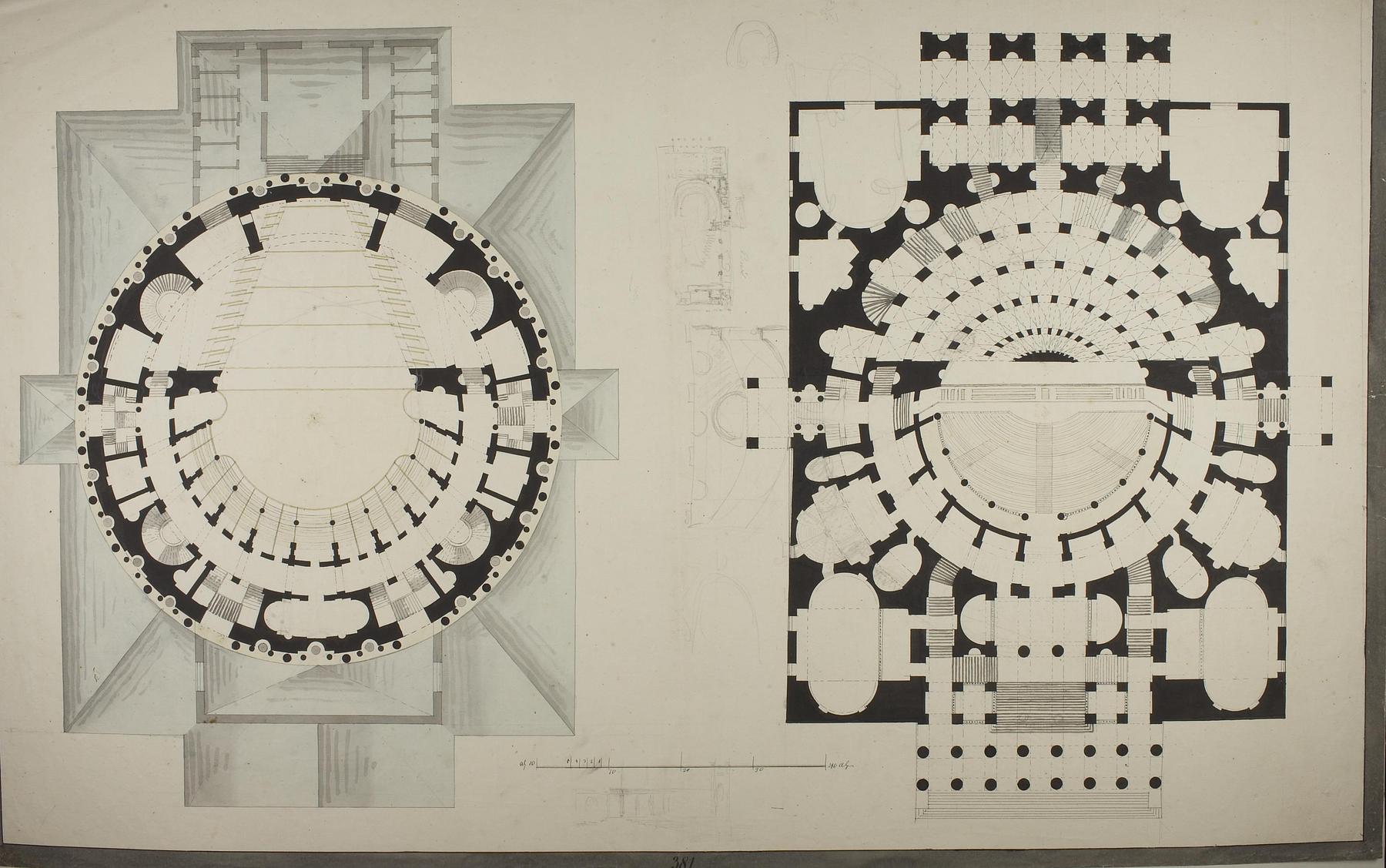 Theater in Roman Style, two Floor Plans, D869
