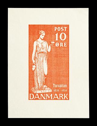 E2341,12 Prøvetryk af udkast til et dansk frimærke med Thorvaldsens Hebe