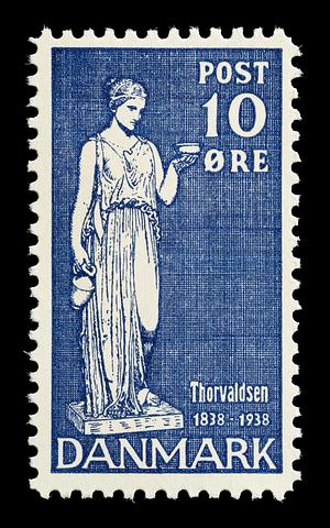 E2341,17 Prøvetryk af udkast til et dansk frimærke med Thorvaldsens Hebe