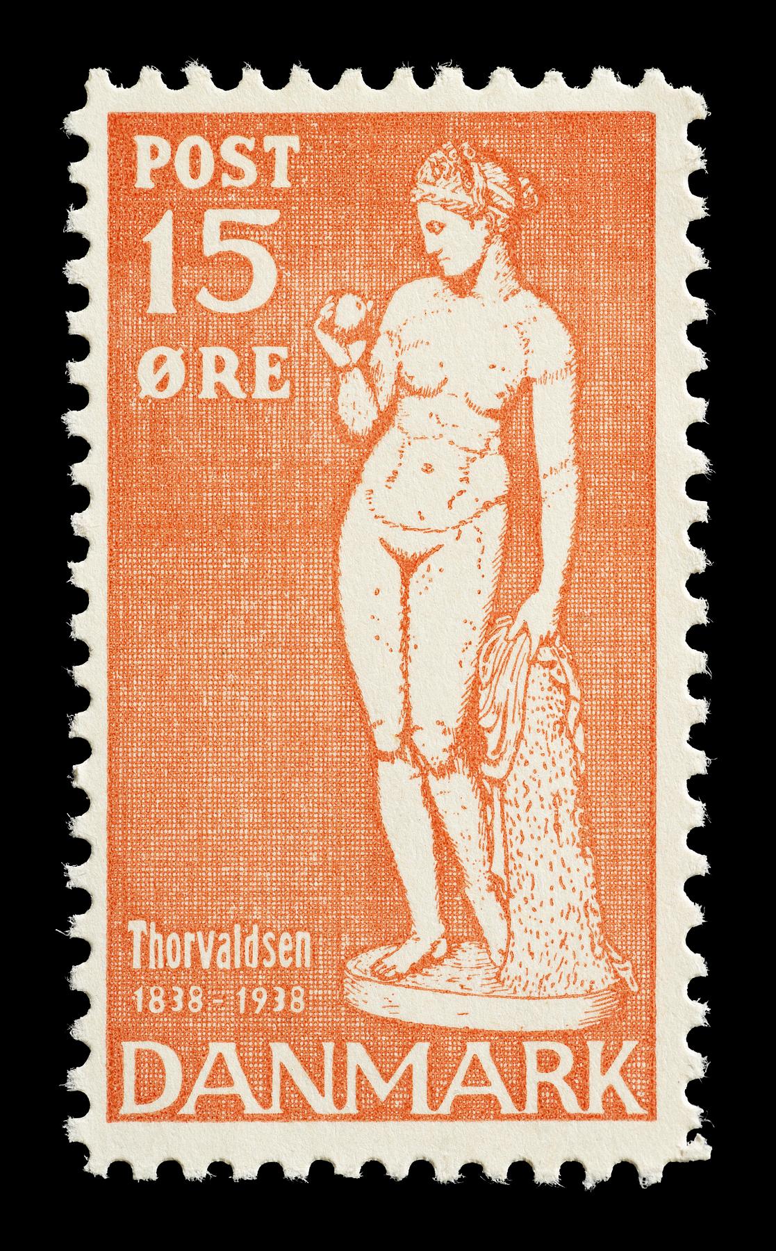 Prøvetryk af udkast til et dansk frimærke med Thorvaldsens Venus med æblet, E2341,20