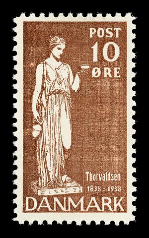 E2341,18 Prøvetryk af udkast til et dansk frimærke med Thorvaldsens Hebe