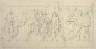 D22 Ung græsk kriger viser Thorvaldsen elefanten som passererer med persiske våben og det kosteligste skrin