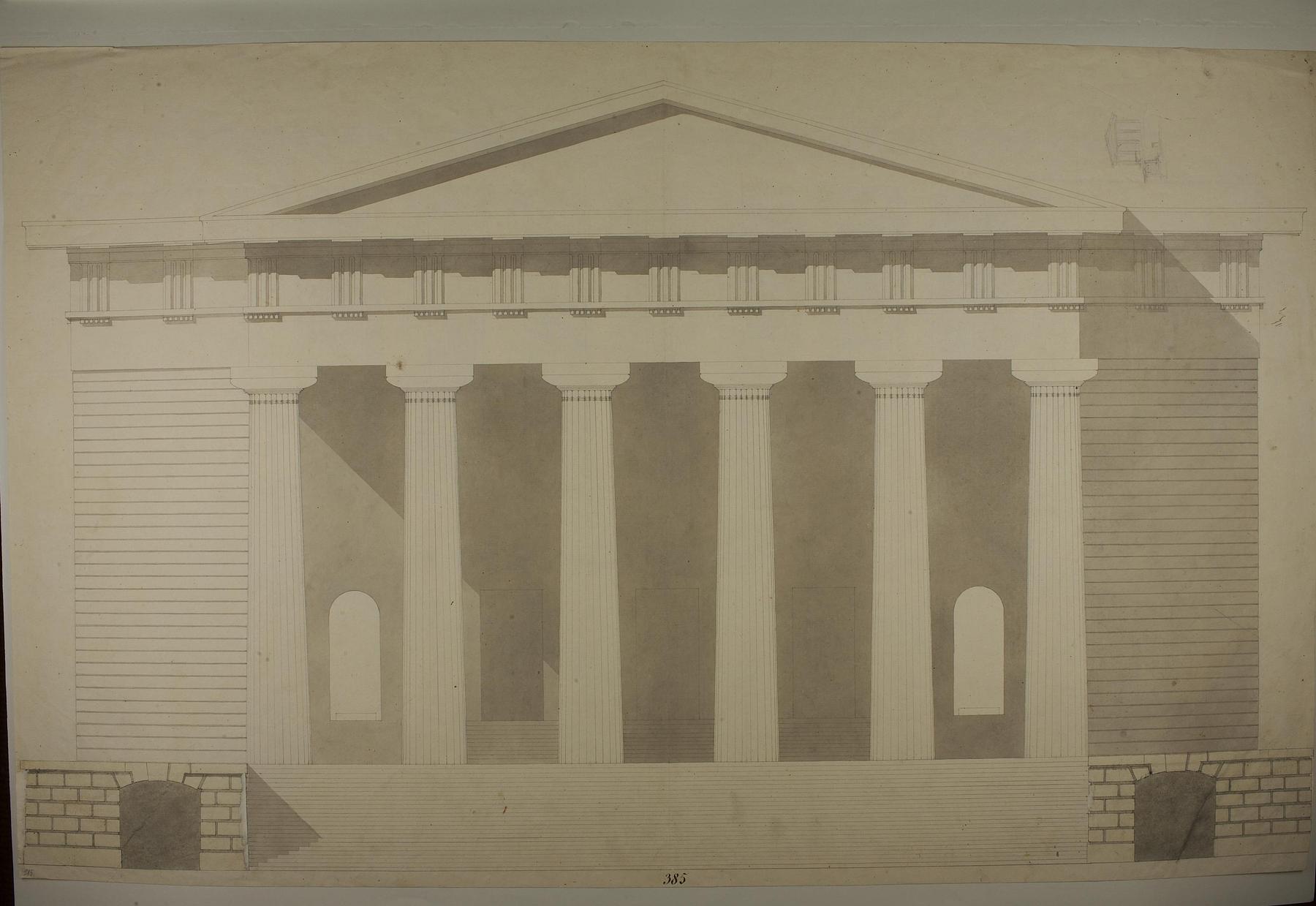 Theatre in Greek Style, Elevation of Doric Facade, D872