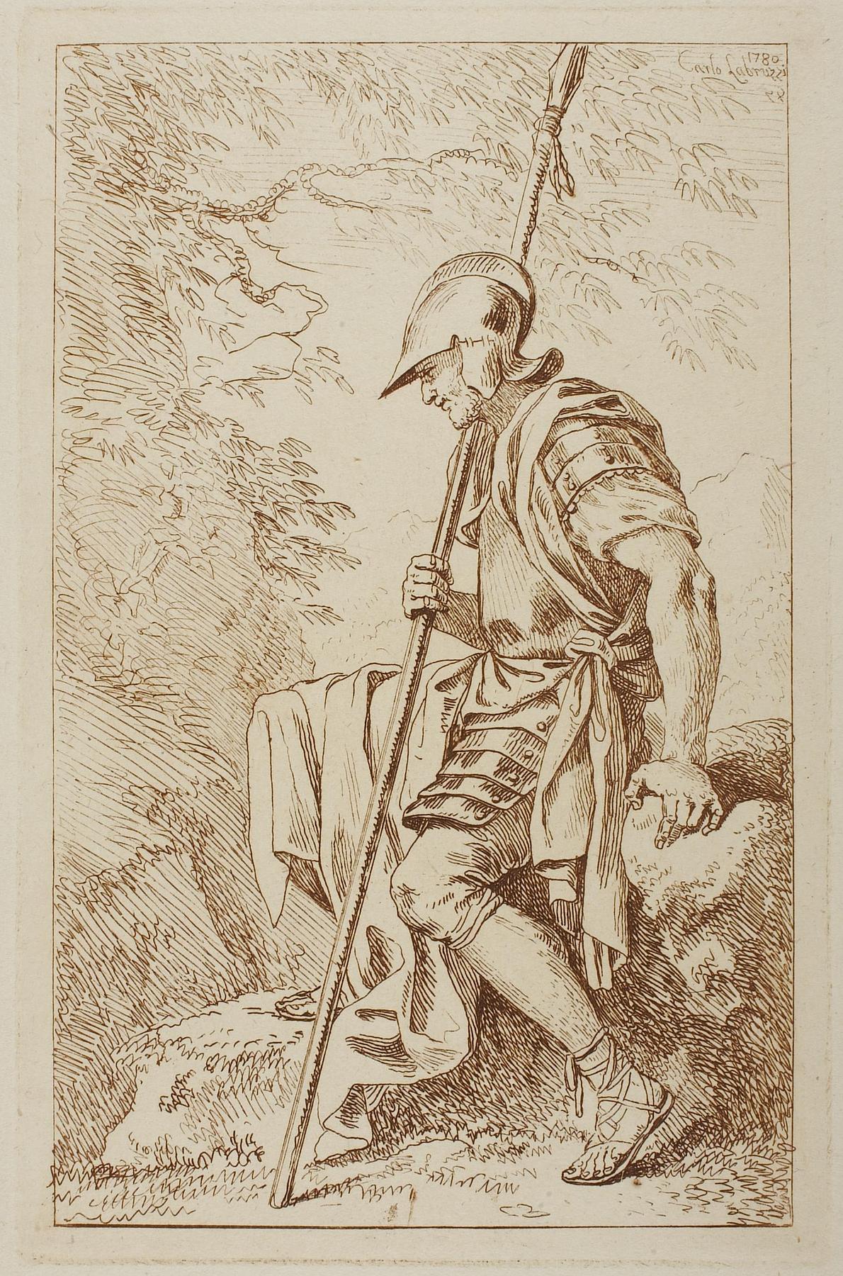 Warrior in Armour, Seated by a Tree, E799