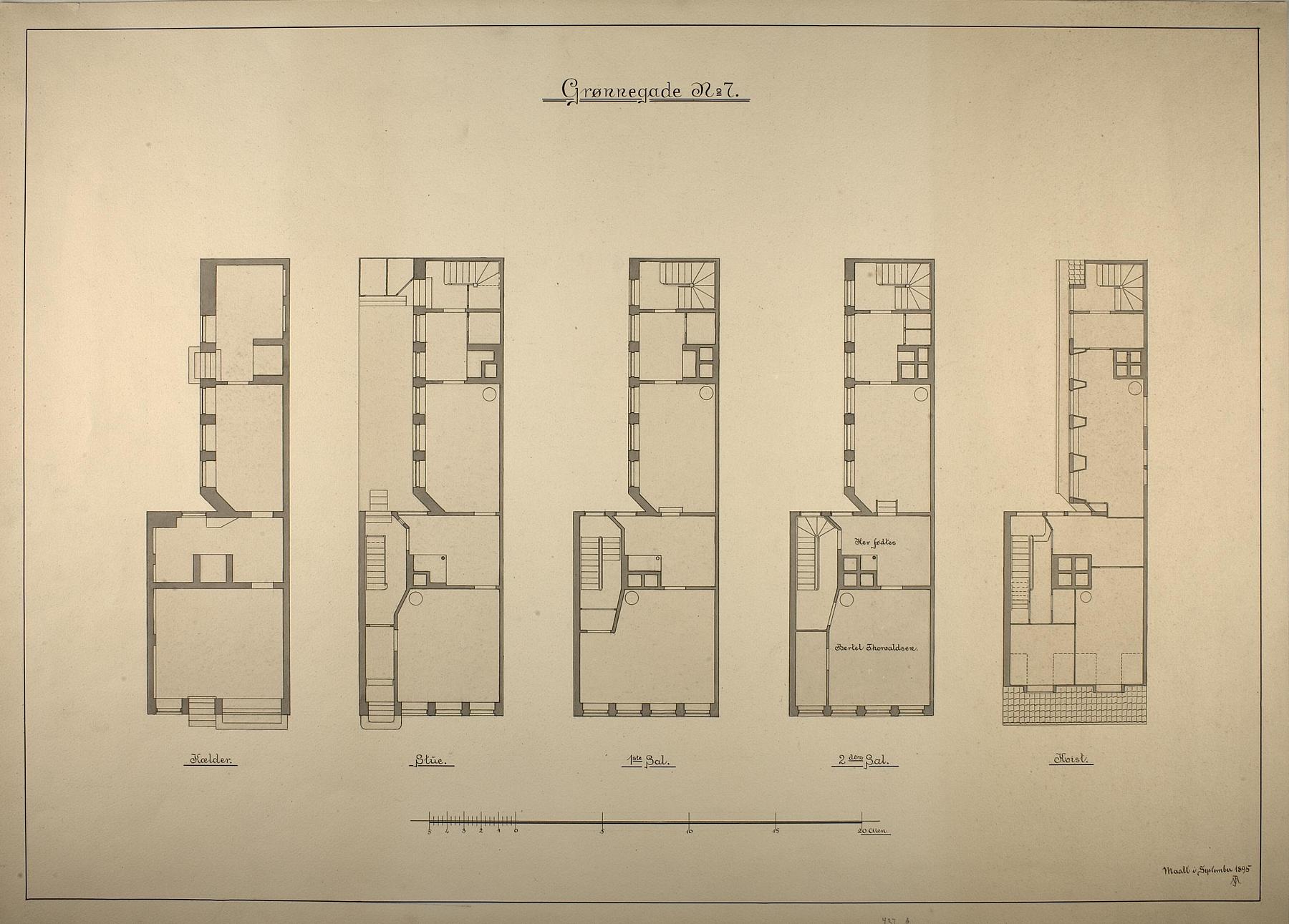 Grønnegade 7, plan for fem etager, D1658