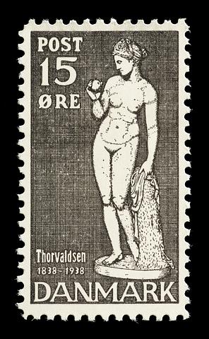 E2341,19 Prøvetryk af udkast til et dansk frimærke med Thorvaldsens Venus med æblet