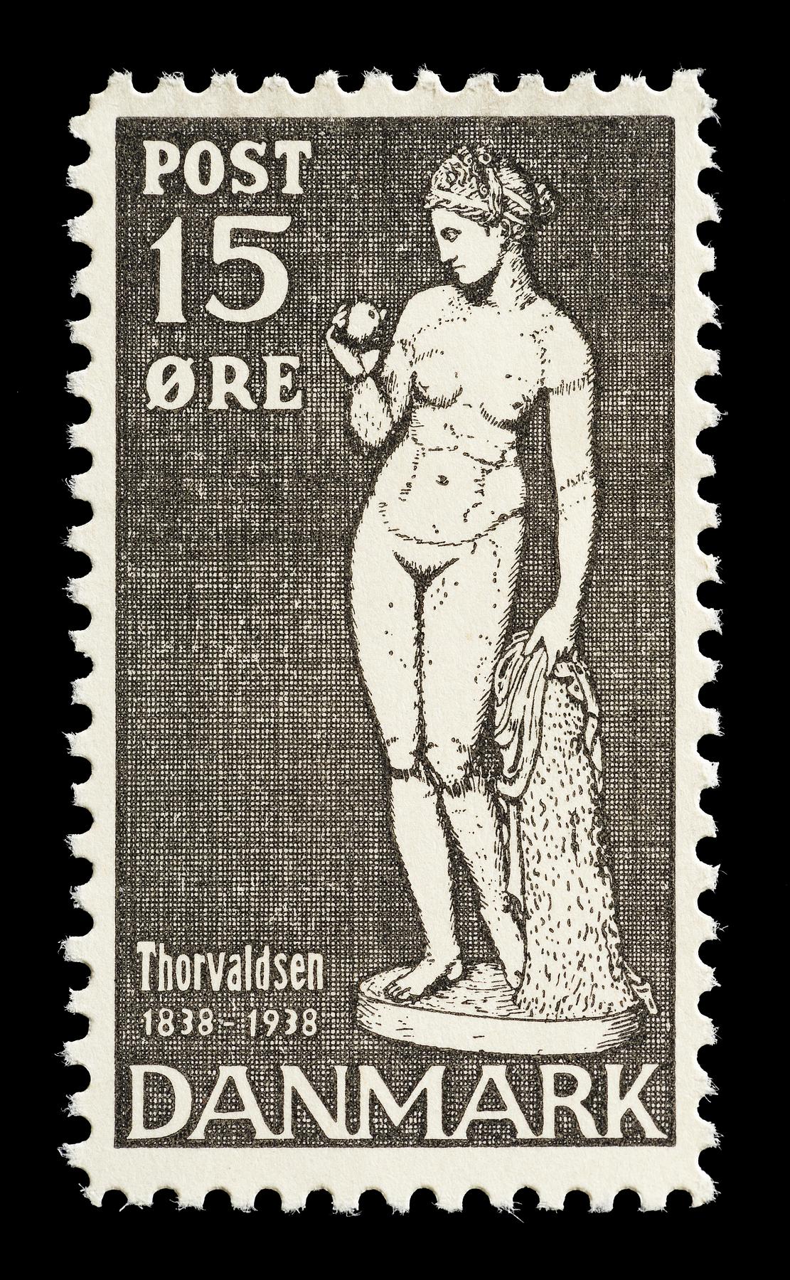 Prøvetryk af udkast til et dansk frimærke med Thorvaldsens Venus med æblet, E2341,19