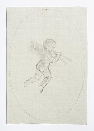D1656r Hovering Cupid with double flute