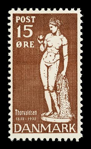 E2341,22 Prøvetryk af udkast til et dansk frimærke med Thorvaldsens Venus med æblet