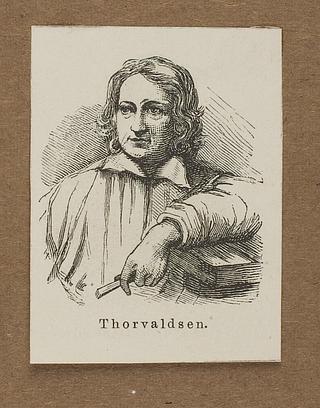 E2117 Portrait of Thorvaldsen leanig to a Cavalet