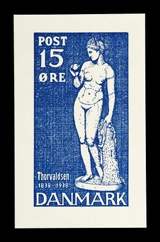 E2341,6 Prøvetryk af udkast til et dansk frimærke med Thorvaldsens Venus med æblet
