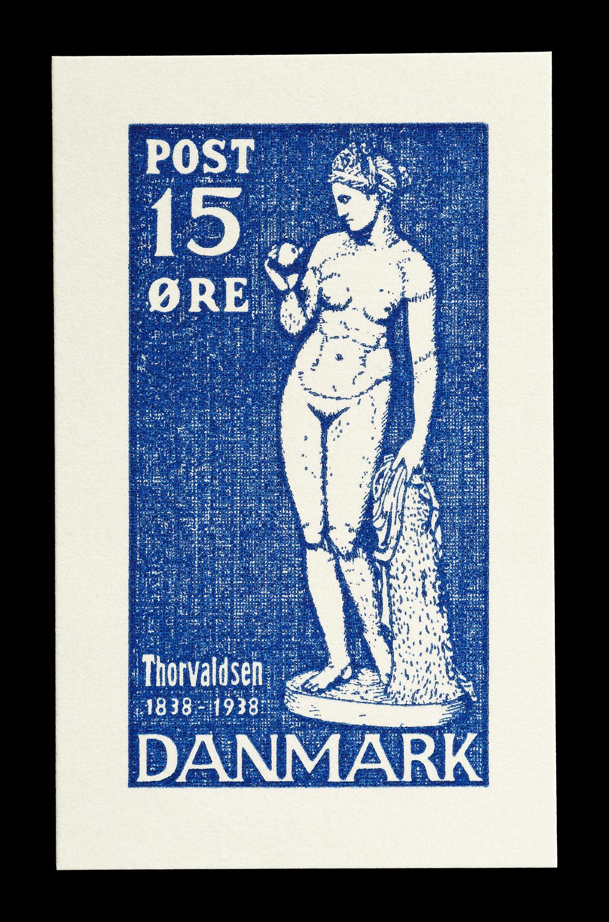 Prøvetryk af udkast til et dansk frimærke med Thorvaldsens Venus med æblet, E2341,6