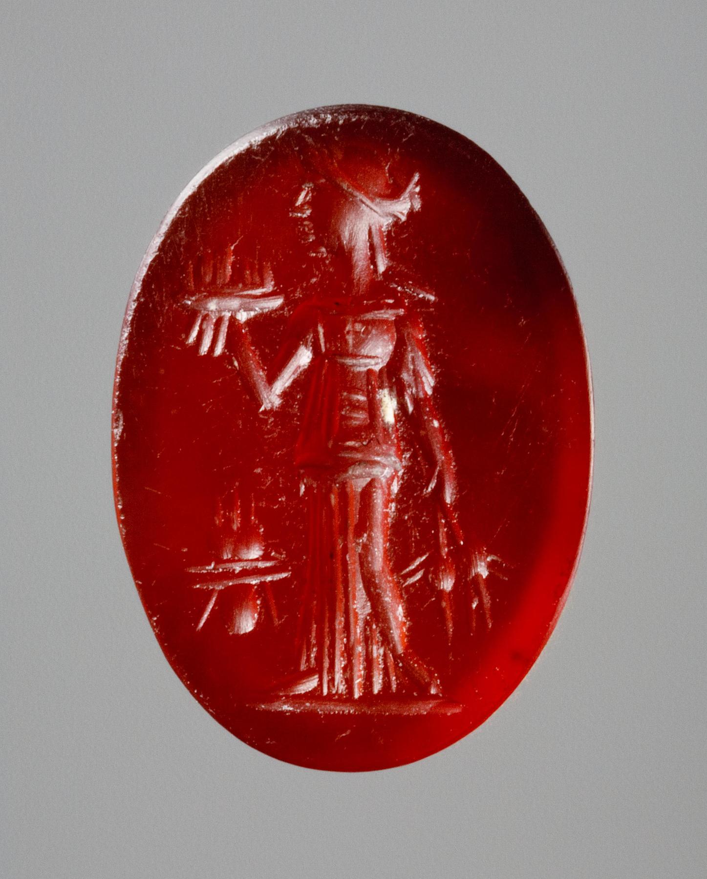 Demeter with ears of corn, a bowl of fruit, and an ant, I151