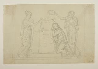 C169 Tre kvinder ved en urne til ubekendt gravmæle