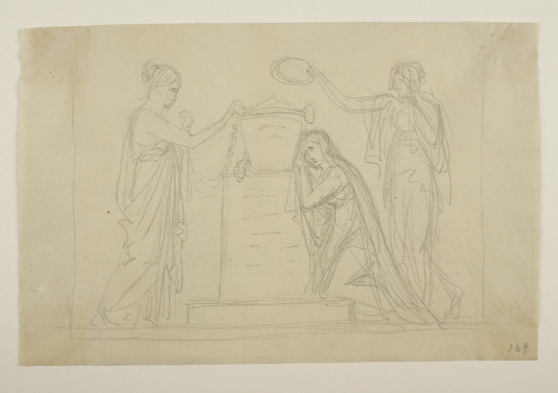 Tre kvinder ved en urne til ubekendt gravmæle, C169