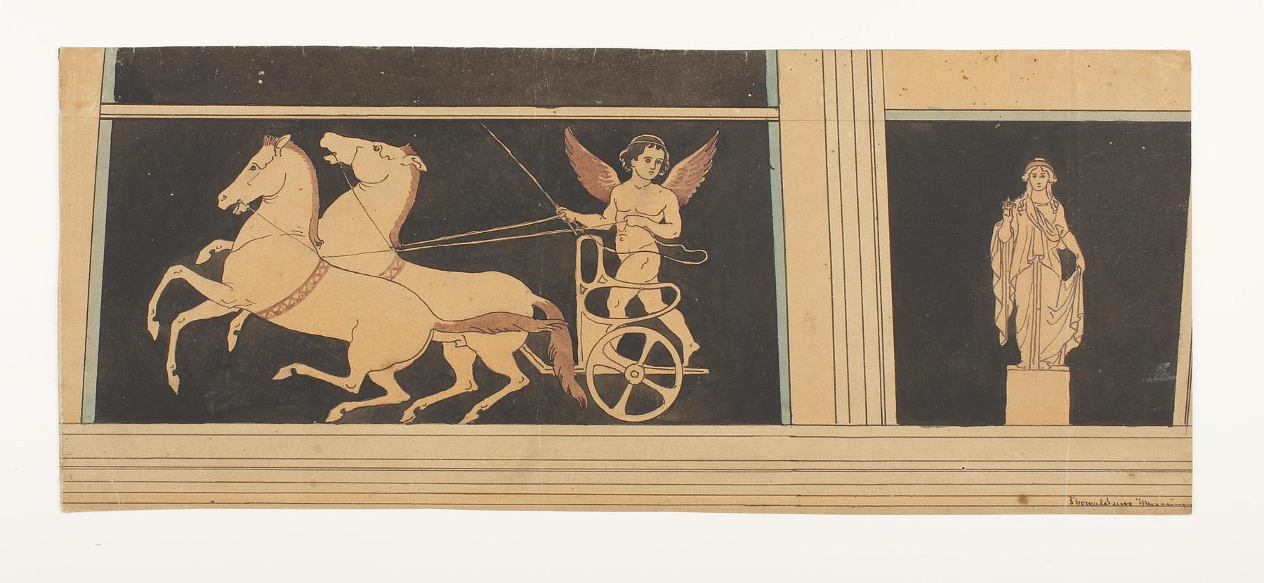 Amorin på vogn med heste der sætter af. Håbets gudinde, D1798