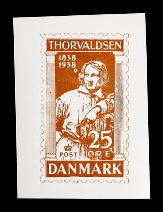 E2341,29 Prøvetryk af udkast til et dansk frimærke med Thorvaldsens portræt