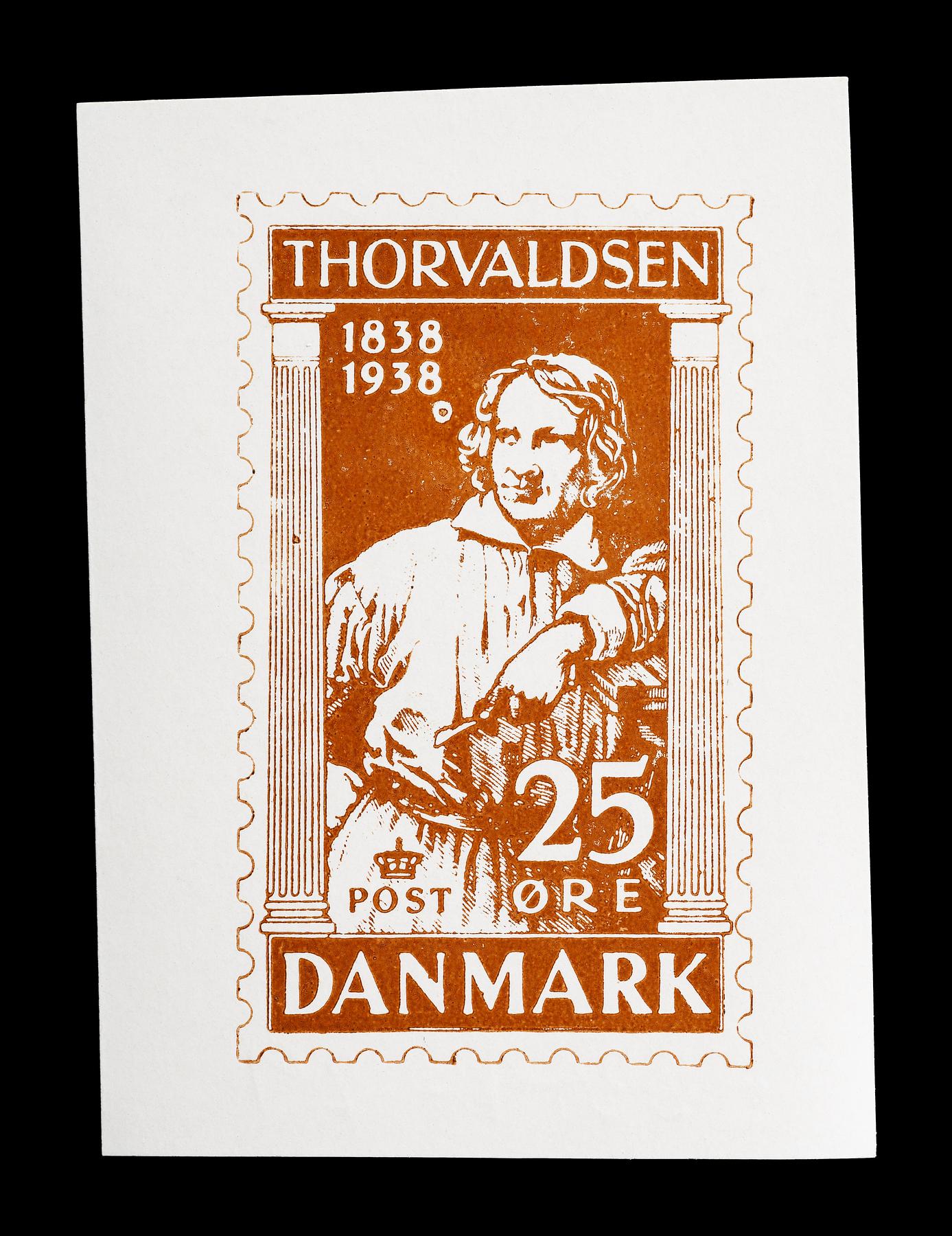 Prøvetryk af udkast til et dansk frimærke med Thorvaldsens portræt, E2341,29