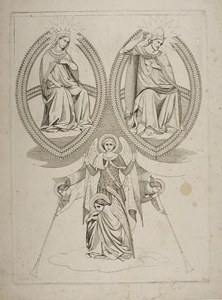 E1637 Den dømmende Kristus og Maria i mandorla, lurblæsende engle