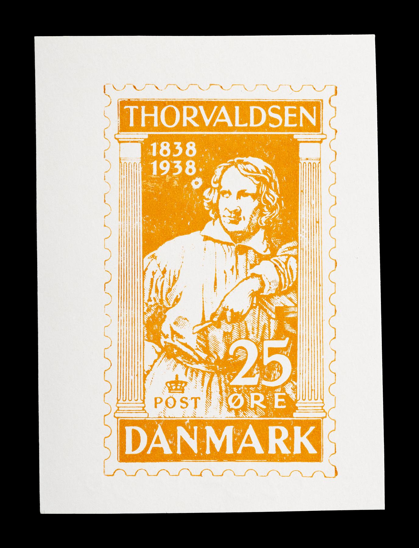 Prøvetryk af udkast til et dansk frimærke med Thorvaldsens portræt, E2341,30
