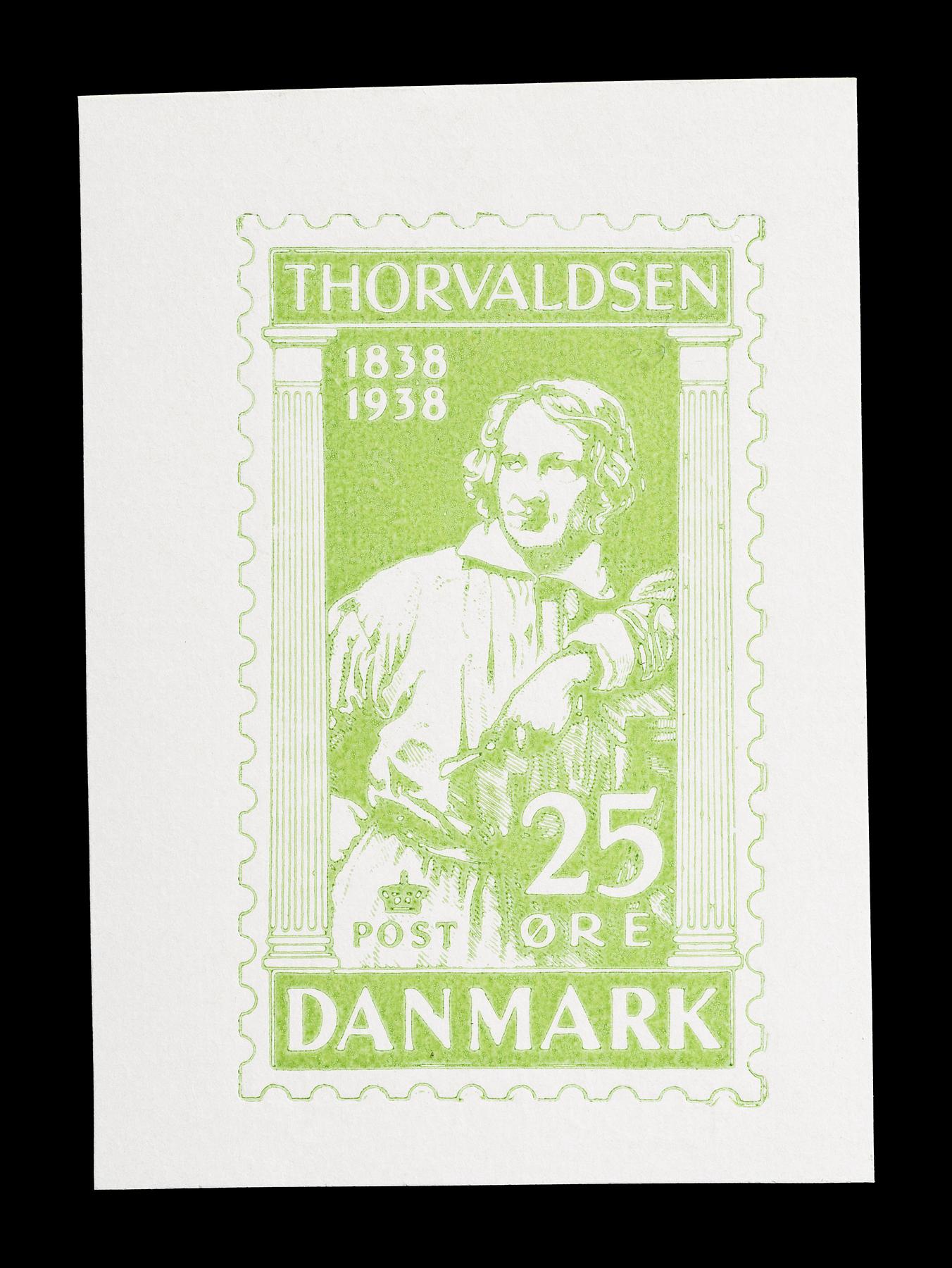 Prøvetryk af udkast til et dansk frimærke med Thorvaldsens portræt, E2341,31