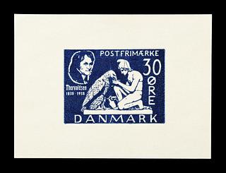 E2341,8 Prøvetryk af udkast til et dansk frimærke med Thorvaldsens Ganymedes med Jupiters ørn