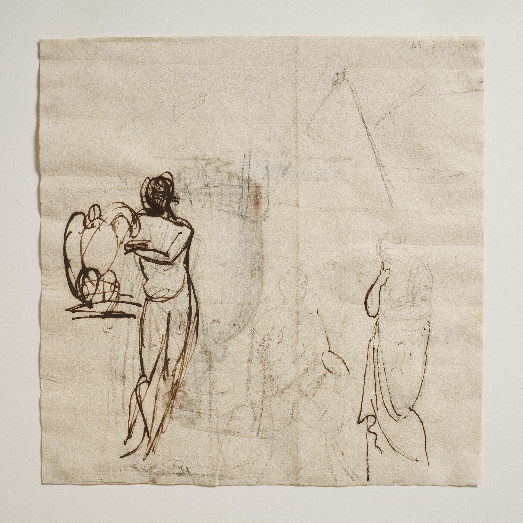 Ganymedes stående med ørnen. Achilleus og Briseis (?), C57r