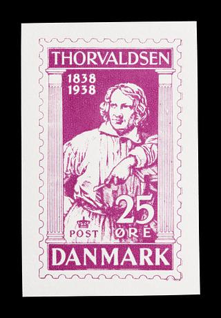 E2341,32 Prøvetryk af udkast til et dansk frimærke med Thorvaldsens portræt