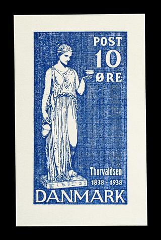 E2341,4 Prøvetryk af udkast til et dansk frimærke med Thorvaldsens Hebe