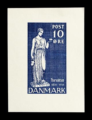 E2341,5 Prøvetryk af udkast til et dansk frimærke med Thorvaldsens Hebe