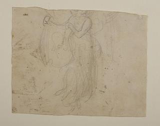 C180 Hovering angel holding a cloth with a portrait sketch, for an unknown sepulchral monument