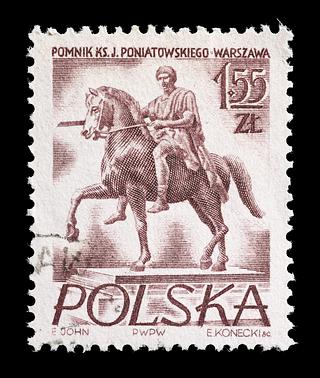 E2358 Polsk frimærke med Thorvaldsens statue af Józef Poniatowski
