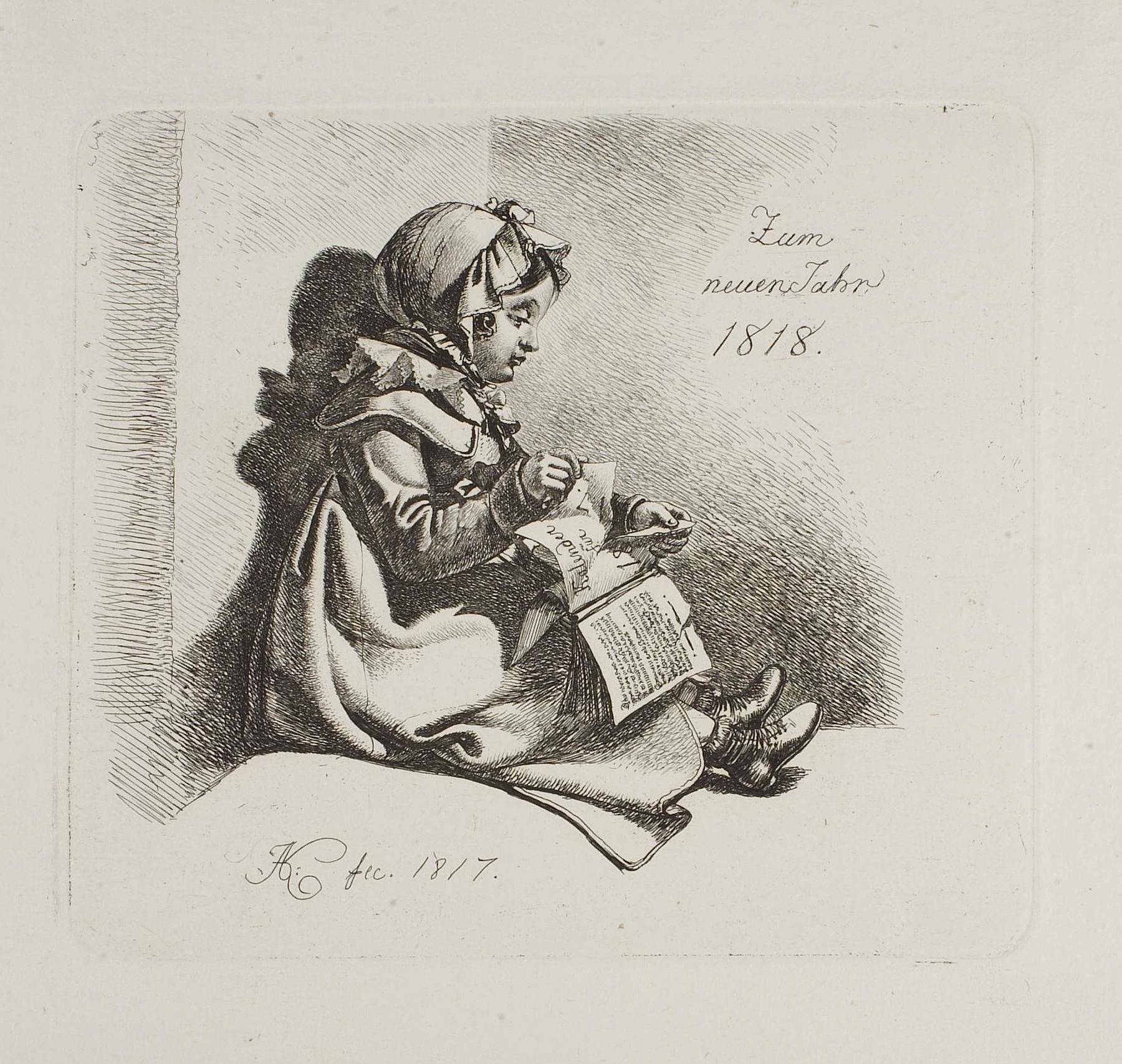 Zum neuen Jahr 1818. Kalenderen for året der gik rives itu, E707