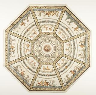 D908 Ottekantet mosaikgulv med Medusahovede i centrum