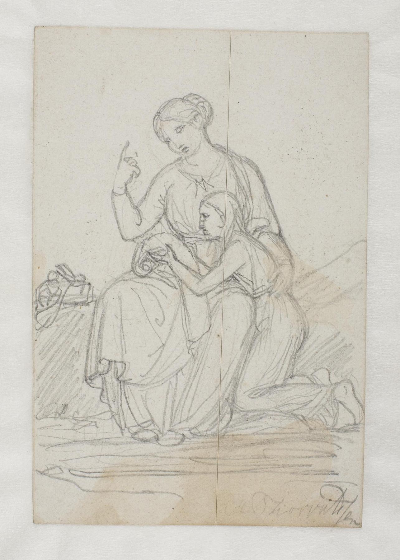 Seated mother with her daughter, C1059