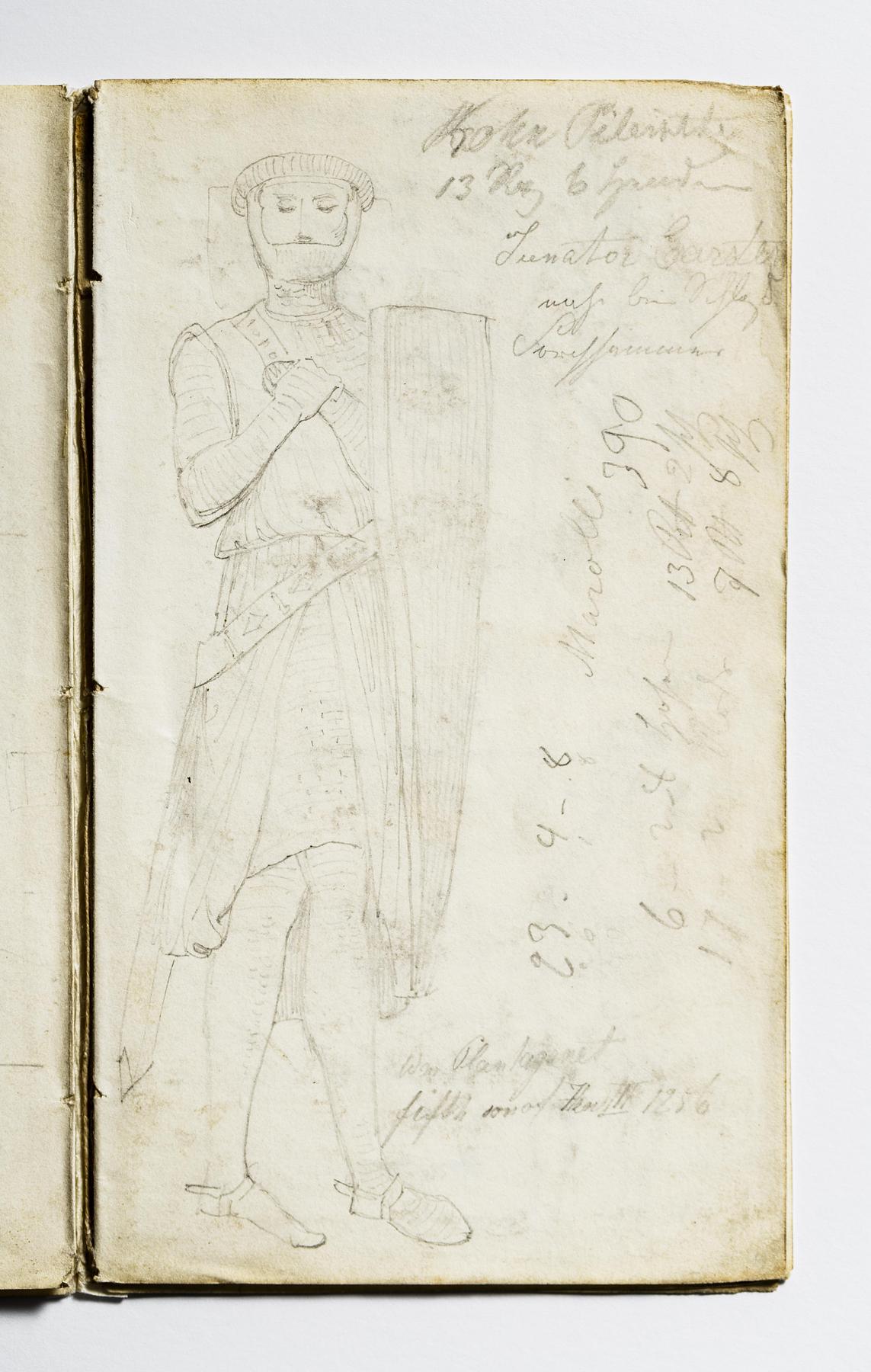 Middelalderlig gravfigur, mand i rustning med skjold, D1801,1,9
