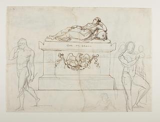 C182r Monument (to Queen Luise?). Two nude male figures