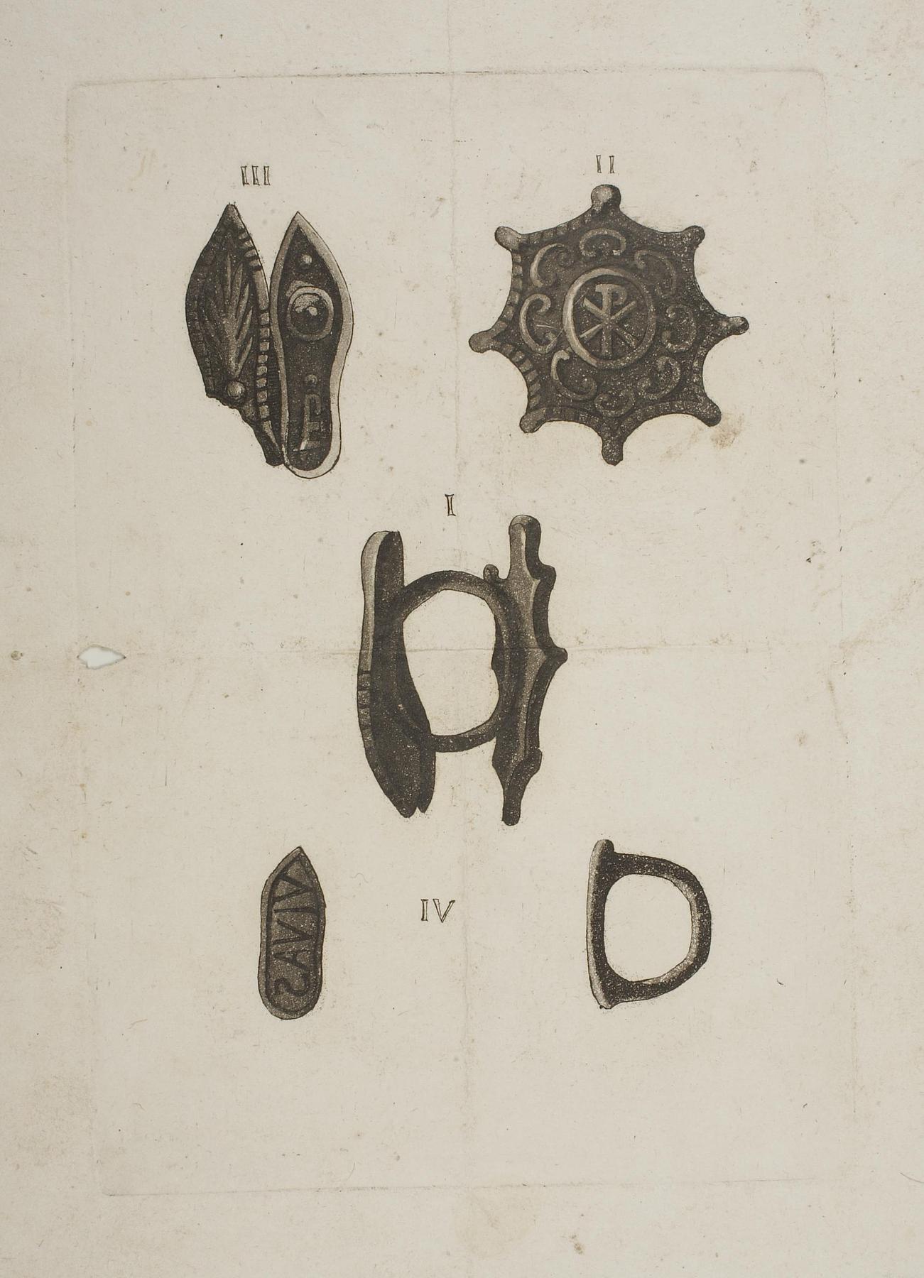 Oldkirkelige fingerringe, én med Kristusmonogram og én med indskrift, E1651