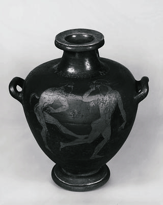 H651 Hydria with two satyrs