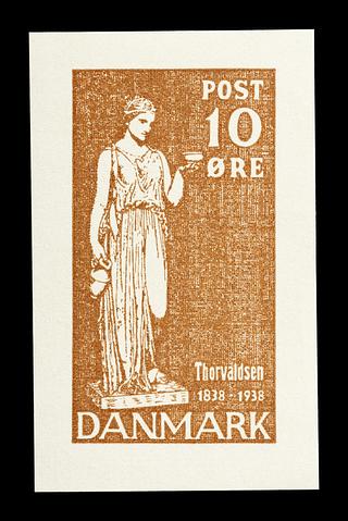 E2341,9 Prøvetryk af udkast til et dansk frimærke med Thorvaldsens Hebe