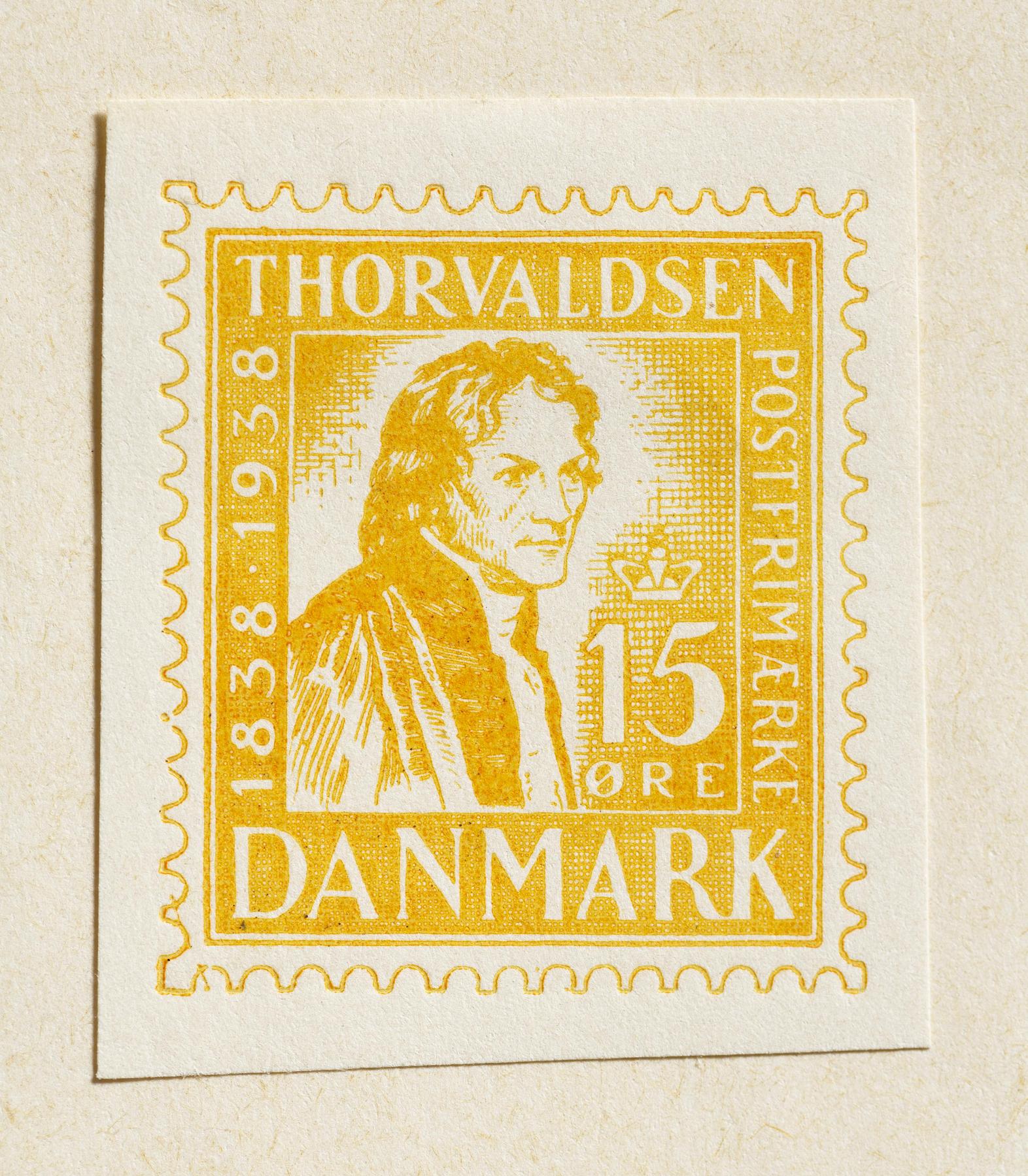 Prøvetryk af udkast til frimærke med Thorvaldsens portræt, E2354,1